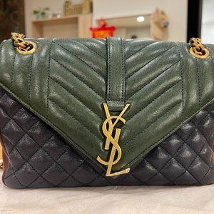 YSL ENVELOPE SMALL IN QUILTED GRAIN DE POUDRE EMBOSSED LEATHER